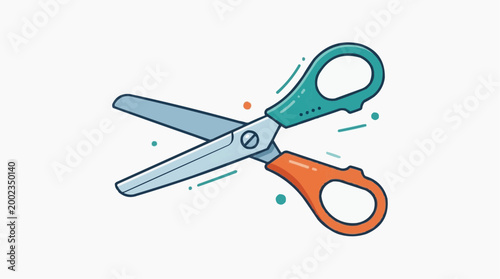 Scissors in a vibrant illustration, their blades poised for a clean cut. Ideal for craft projects, school tasks, or office requirements.