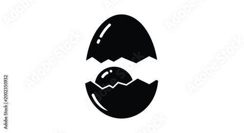 Canvas Print Broken egg with yolk silhouette high quality professional