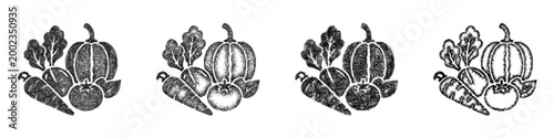 Sketch organic vegetables icon design set