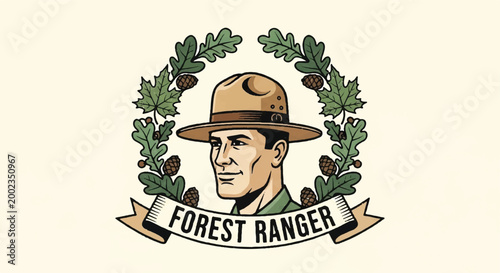 Photos Forest ranger profile illustration with nature elements