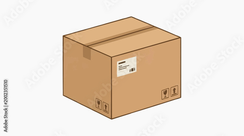 A solitary cardboard box, ready for shipping, stands out against a clean background, symbolizing the process of global transport.