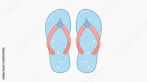Two light blue flip-flops stand side-by-side against a plain background, representing simple summer leisure and casual wear, perfect for sunny days and seaside relaxation.