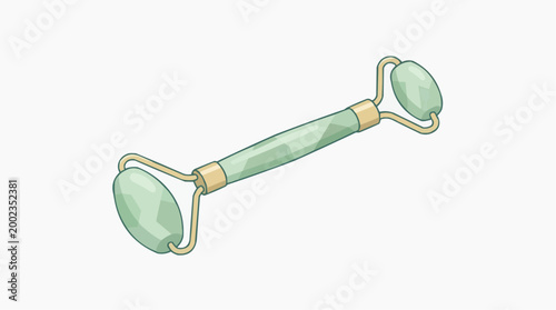 A jade facial roller, the quintessential tool for beauty enthusiasts and wellness practices, promotes glowing skin and self-care rituals.