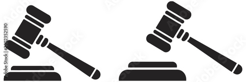 Wooden judge gavel and sound block vector