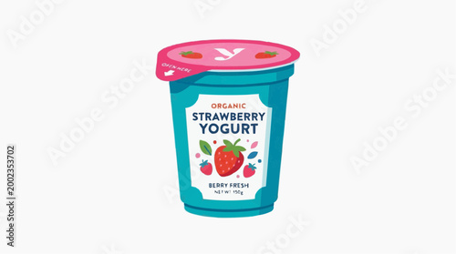 A vibrant illustration of organic strawberry yogurt, a refreshing and wholesome treat perfect for a balanced diet.