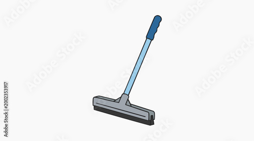 A clean window squeegee with a blue handle against a subtle backdrop. Capturing a simple tool used for gleaming surfaces.