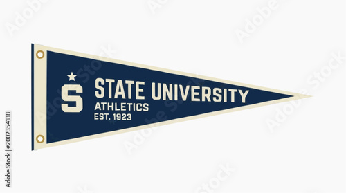 A classic pennant banner of state university in triangle shape, the emblem is a great design for university athletics teams and colleges.
