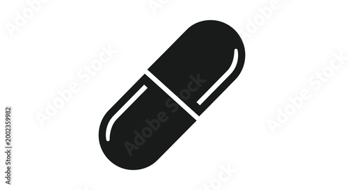 Capsule pill silhouette on a white background silhouette
