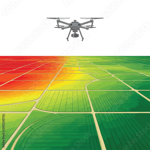 Aerial drone technology revolutionizing agriculture, enabling precision farming and crop health monitoring across vibrant fields