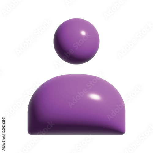 3D Glossy Purple Avatar Icon User Profile Symbol Minimalist Design for Web UI UX App Interface Social Media Digital Character Member Identity Modern Creative Illustration Isolated on White Background.