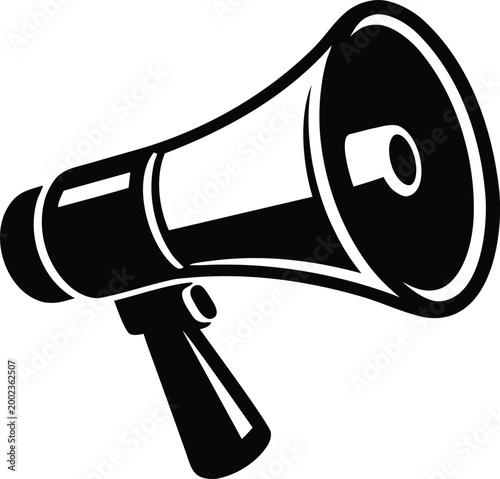 Megaphone dynamic perspective silhouette vector illustration