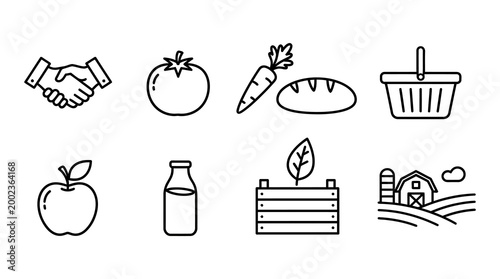 flat lay set of fresh organic food and kitchen utensils on white background for healthy lifestyle concept