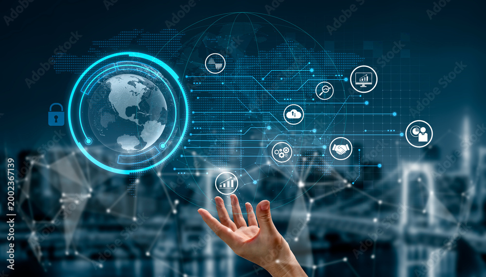 Obraz premium Big data and analytics support real-time insights, predictive modeling, and data-driven decisions for business intelligence and growth. Vouch