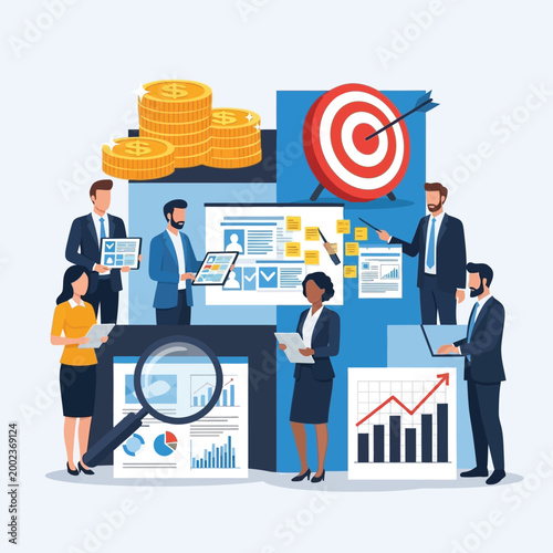 Dynamic team executing strategic business planning, financial analysis, and innovative product development to drive market growth and achieve organizational success