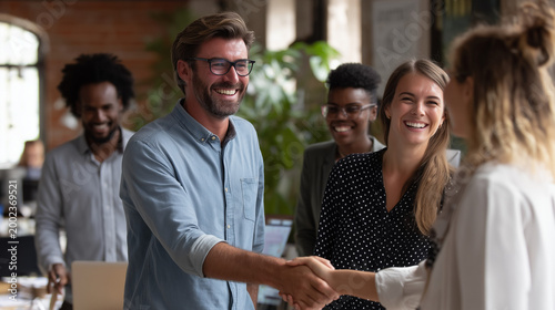  Welcoming new employee showing positive and inclusive workplace culture.
