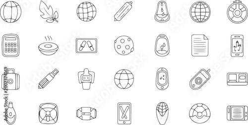 Garden tools and vegetables doodle icon set vector illustration