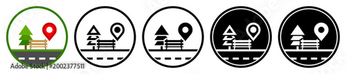Flat icons for park locations, in outline and solid styles
