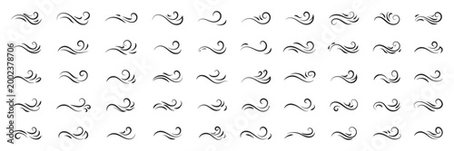 Abstract blue wave logo icons set with flowing water shapes for modern branding design