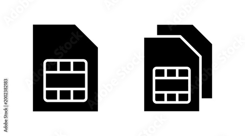 Schilderij op canvas Sim card icon set vector. dual sim card sign and symbol