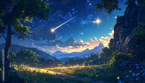 Night sky fantasy scene