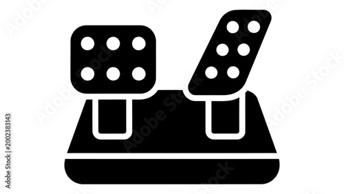 Gaming steering pedal set icon vector illustration of a racing pedal set for sim racing games, isolated on white backgro
