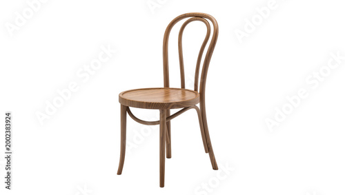 Bild auf Leinwand Isolated elegant wooden bentwood dining chair with natural finish for home or ca