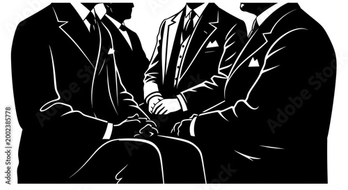 Business Meeting Silhouette: Men in Suits Discussing Strategy