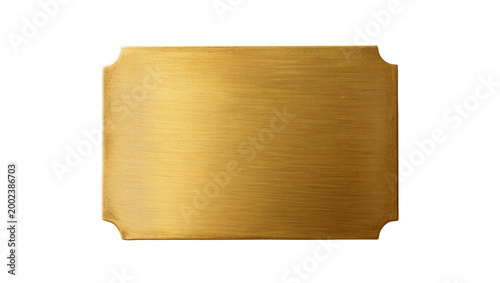 Canvas Print Isolated elegant shimmering brushed gold blank tag or nameplate with decorative
