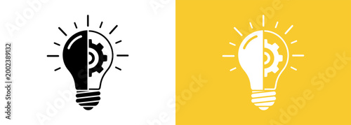 Dual light bulb concept innovation and darkness a visual dichotomy