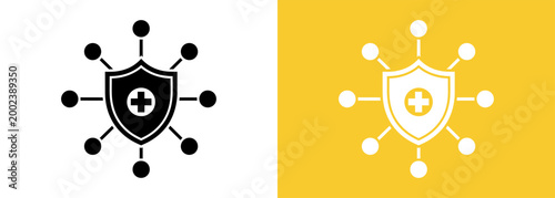 Shield icon set black and gold versions for security protection and defense concepts