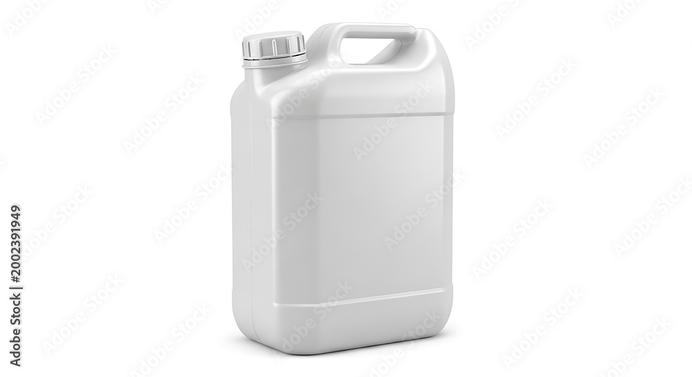 Obraz premium White plastic jerrycan with handle isolated on white background