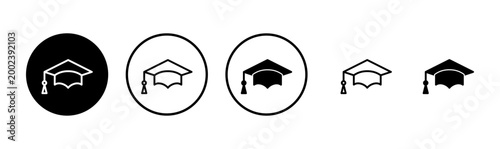 Education icon logo design. Graduation cap sign and symbol. Graduate. Students cap