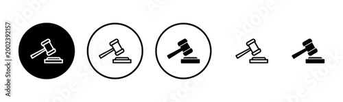 Gavel icon logo design. judge gavel sign and symbol. law icon. auction hammer