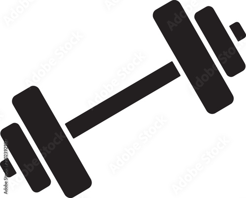 Dumbbell icon representing fitness and weightlifting for sports and gym workouts, exercise equipment for strength training and bodybuilding silhouette.