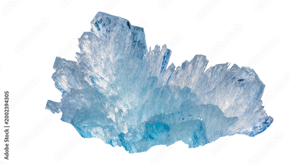 Obraz premium Isolated vibrant blue ice crystal structure with dazzling sharp facets and glowing texture