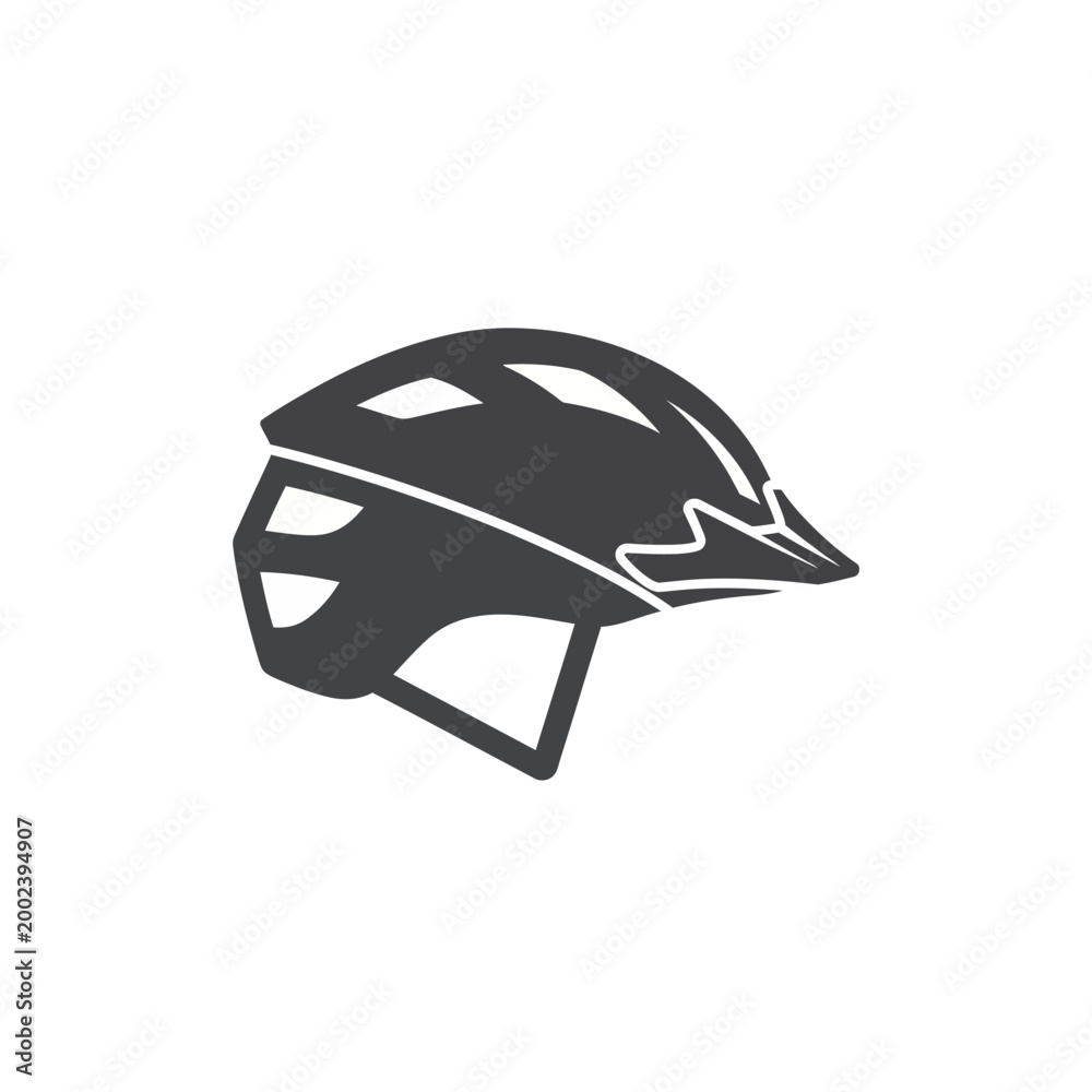 Fototapeta premium Minimalist graphic vector illustration of a modern bicycle helmet. Essential safety gear for cycling, biking, and outdoor sports. Protective headwear for riders