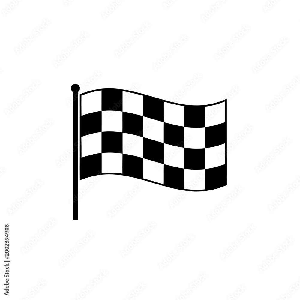 Fototapeta premium Checkered flag waving on a flagpole, symbol of victory and racing