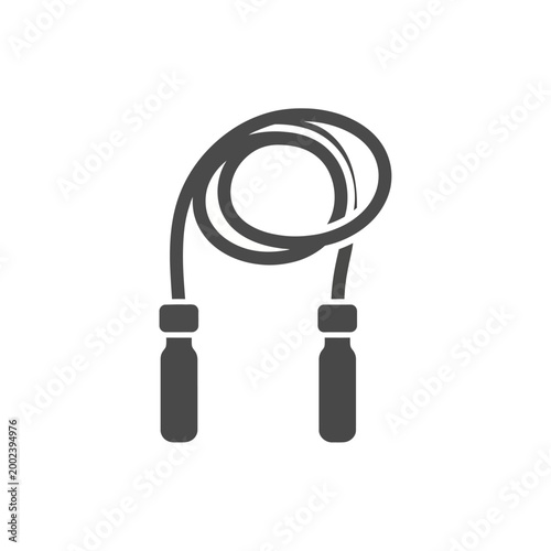 Sleek and minimalist dark grey jump rope icon, representing dynamic fitness, effective cardiovascular exercise, and an active lifestyle routine