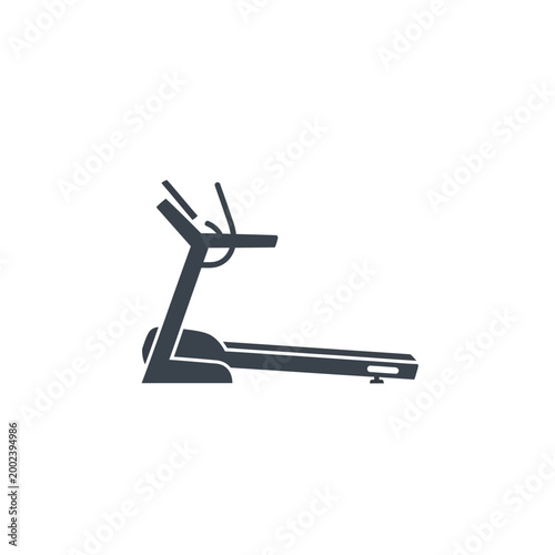 Iconic representation of a modern treadmill, a piece of exercise equipment designed for walking and running indoors