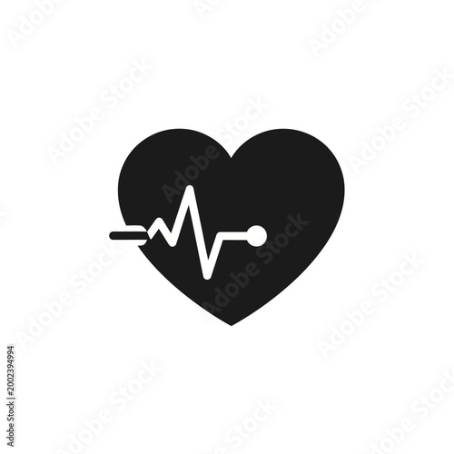 Heartbeat EKG line graphic, medical heartbeat graph, heart health symbol, life rhythm pulse icon, healthcare cardiogram symbol