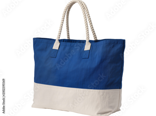 Принти на полотні Isolated blue and beige two-tone canvas tote bag with thick rope handles for sum