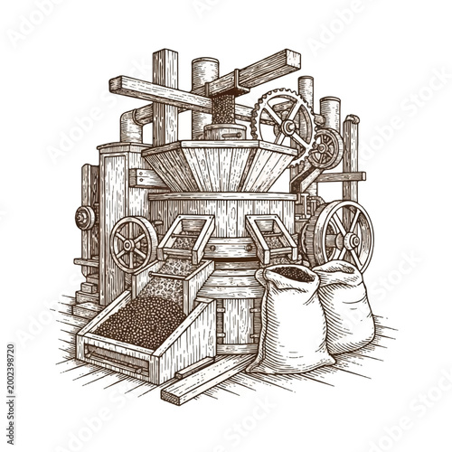 Old coffee bean processing machine.
