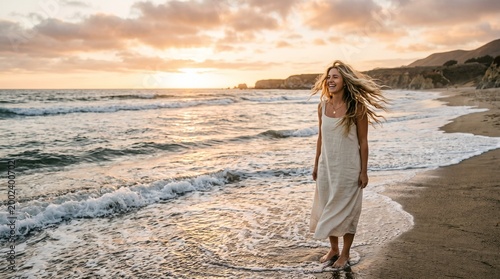 A young woman on the beach