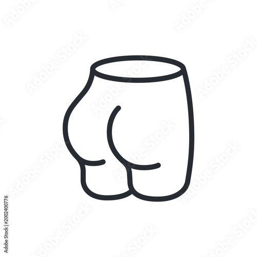 Black vector outline of a stylized lower body with simple curved lines. Suitable for anatomy illustrations, body shape icons, fitness graphics, clothing guides, and minimal design elements.