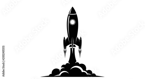 Black silhouette of a rocket ship.