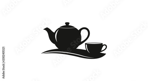 Black silhouette of tea set.