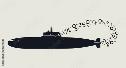 Black submarine underwater naval vessel.