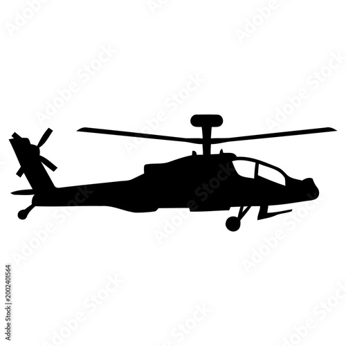 Foto Detailed silhouette of a military attack helicopter displayed as a vector graphi