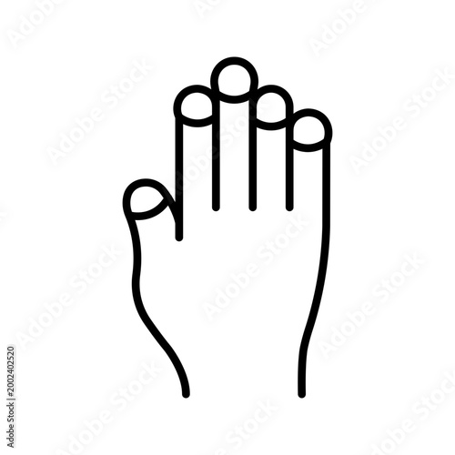 Hand defect icon. Healthcare and orthopedics line symbol. Black and white.
