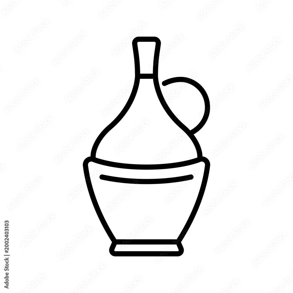 Fototapeta premium Wine bottle icon. Food and wine line symbol. Black and white.
